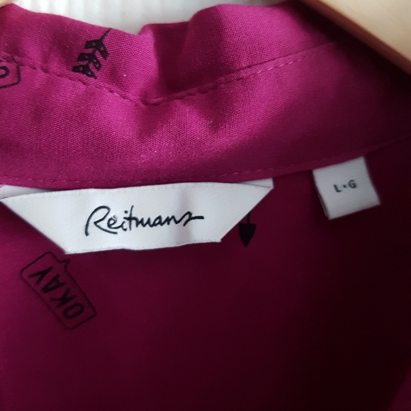 Reitmans Button Up Long Sleeve Print Blouse - Picture 3 of 6